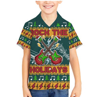 Rock The Holidays Guitar Christmas Family Matching Mermaid Dress and Hawaiian Shirt Xmas Holiday Patterns - Wonder Print Shop