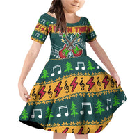 Rock The Holidays Guitar Christmas Family Matching Off Shoulder Short Dress and Hawaiian Shirt Xmas Holiday Patterns - Wonder Print Shop