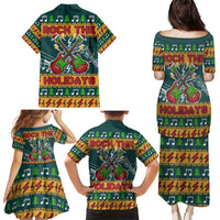 Rock The Holidays Guitar Christmas Family Matching Puletasi and Hawaiian Shirt Xmas Holiday Patterns - Wonder Print Shop