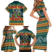 Rock The Holidays Guitar Christmas Family Matching Short Sleeve Bodycon Dress and Hawaiian Shirt Xmas Holiday Patterns - Wonder Print Shop