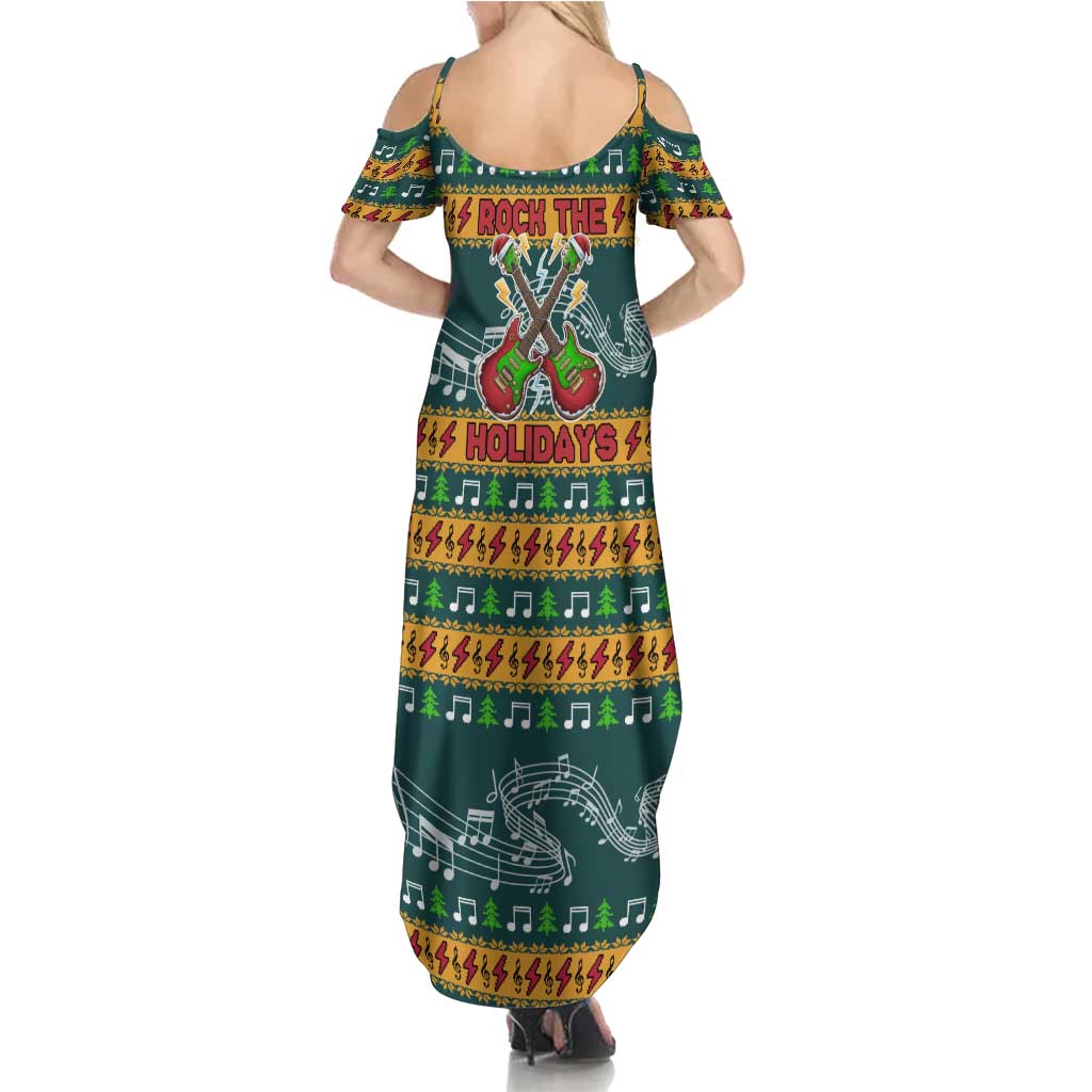 Rock The Holidays Guitar Christmas Family Matching Summer Maxi Dress and Hawaiian Shirt Xmas Holiday Patterns - Wonder Print Shop