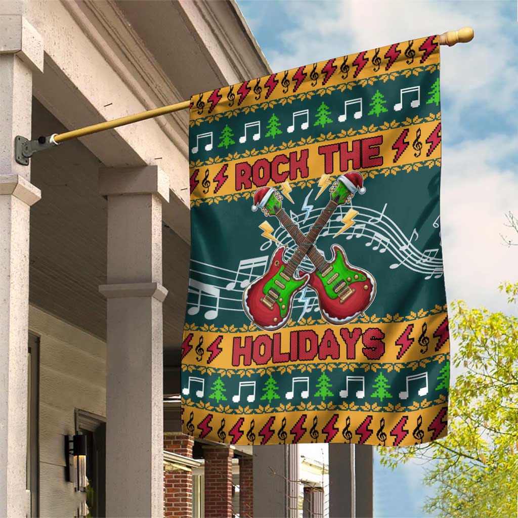 Rock The Holidays Guitar Christmas Garden Flag Xmas Holiday Patterns - Wonder Print Shop
