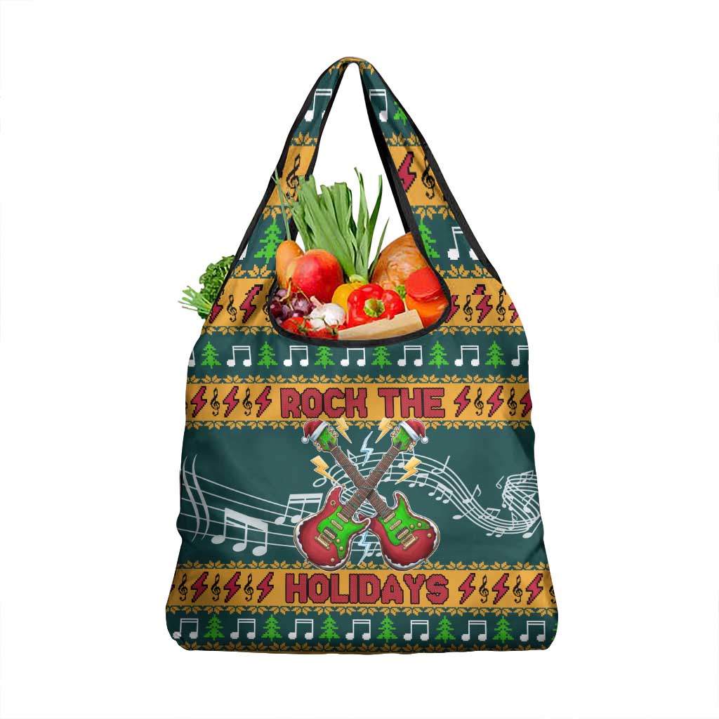 Rock The Holidays Guitar Christmas Grocery Bag Xmas Holiday Patterns - Wonder Print Shop