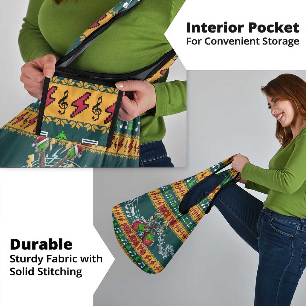 Rock The Holidays Guitar Christmas Grocery Bag Xmas Holiday Patterns - Wonder Print Shop