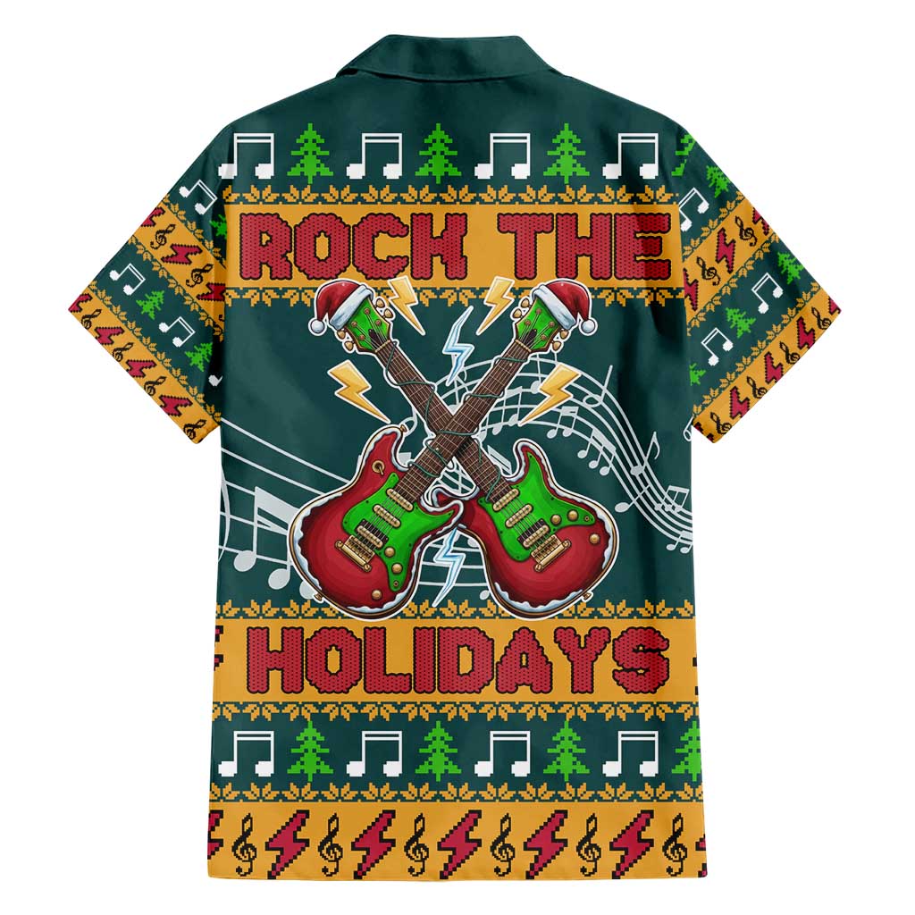 Rock The Holidays Guitar Christmas Hawaiian Shirt Xmas Holiday Patterns - Wonder Print Shop