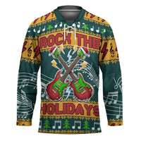 Rock The Holidays Guitar Christmas Hockey Jersey Xmas Holiday Patterns - Wonder Print Shop