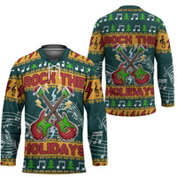 Rock The Holidays Guitar Christmas Hockey Jersey Xmas Holiday Patterns - Wonder Print Shop