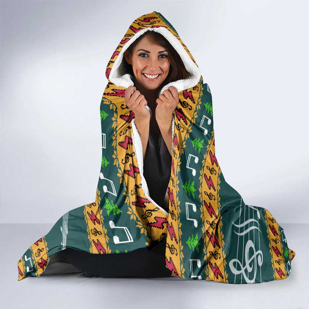 Rock The Holidays Guitar Christmas Hooded Blanket Xmas Holiday Patterns - Wonder Print Shop