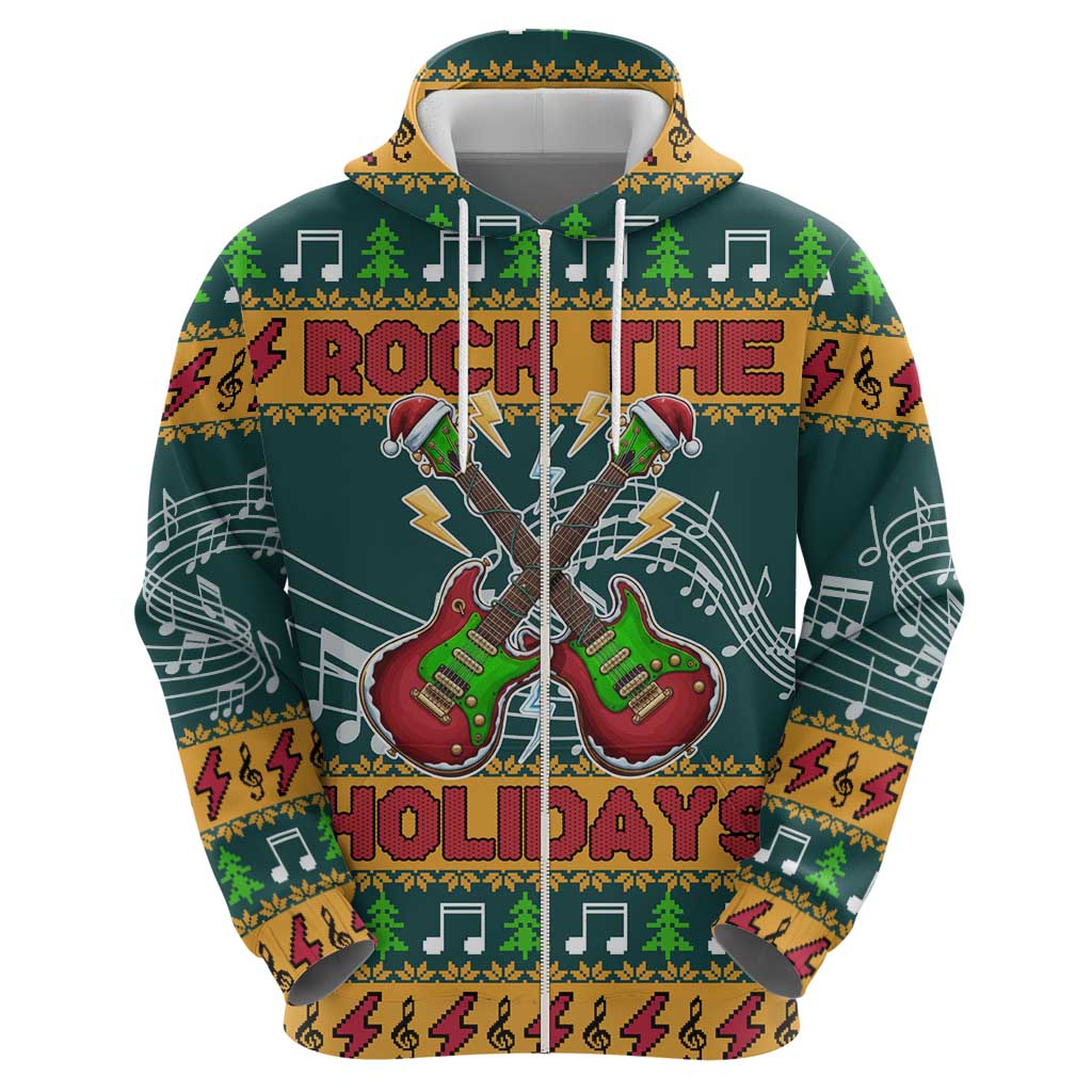 Rock The Holidays Guitar Christmas Hoodie Xmas Holiday Patterns - Wonder Print Shop