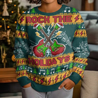 Rock The Holidays Guitar Christmas Kid Ugly Christmas Sweater Xmas Holiday Patterns - Wonder Print Shop