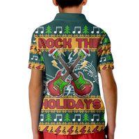 Rock The Holidays Guitar Christmas Kid Polo Shirt Xmas Holiday Patterns - Wonder Print Shop