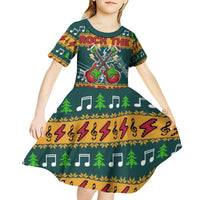 Rock The Holidays Guitar Christmas Kid Short Sleeve Dress Xmas Holiday Patterns - Wonder Print Shop