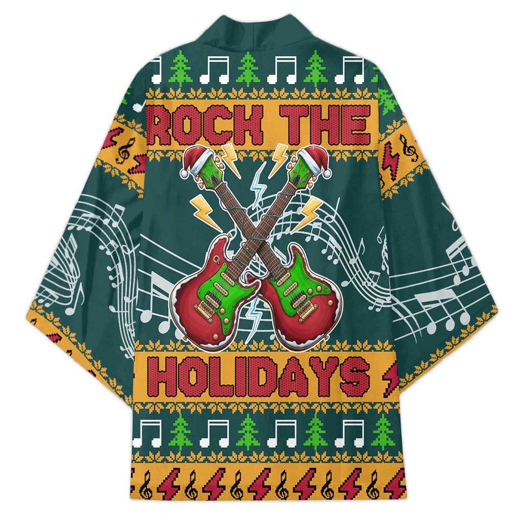 Rock The Holidays Guitar Christmas Kimono Xmas Holiday Patterns - Wonder Print Shop