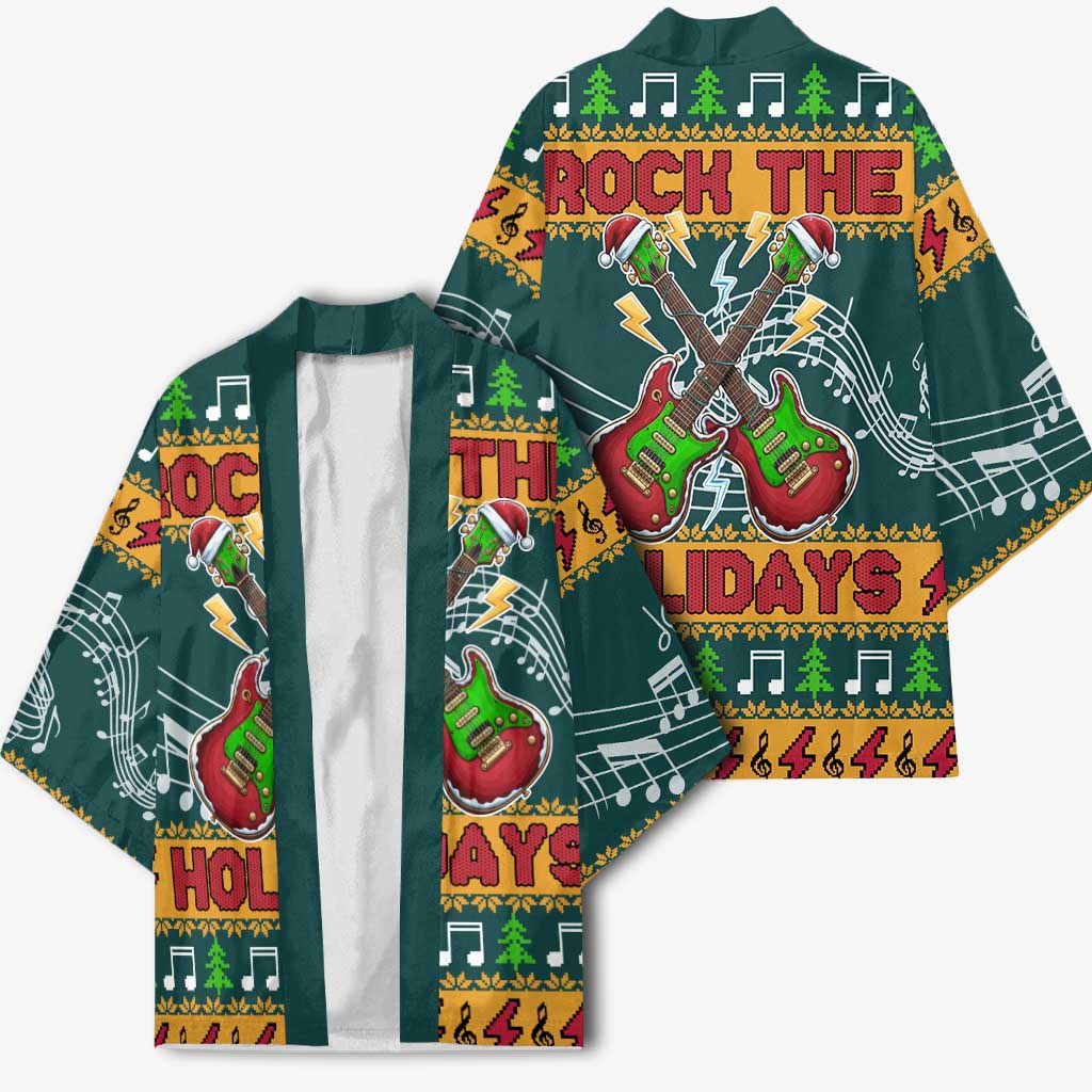 Rock The Holidays Guitar Christmas Kimono Xmas Holiday Patterns - Wonder Print Shop
