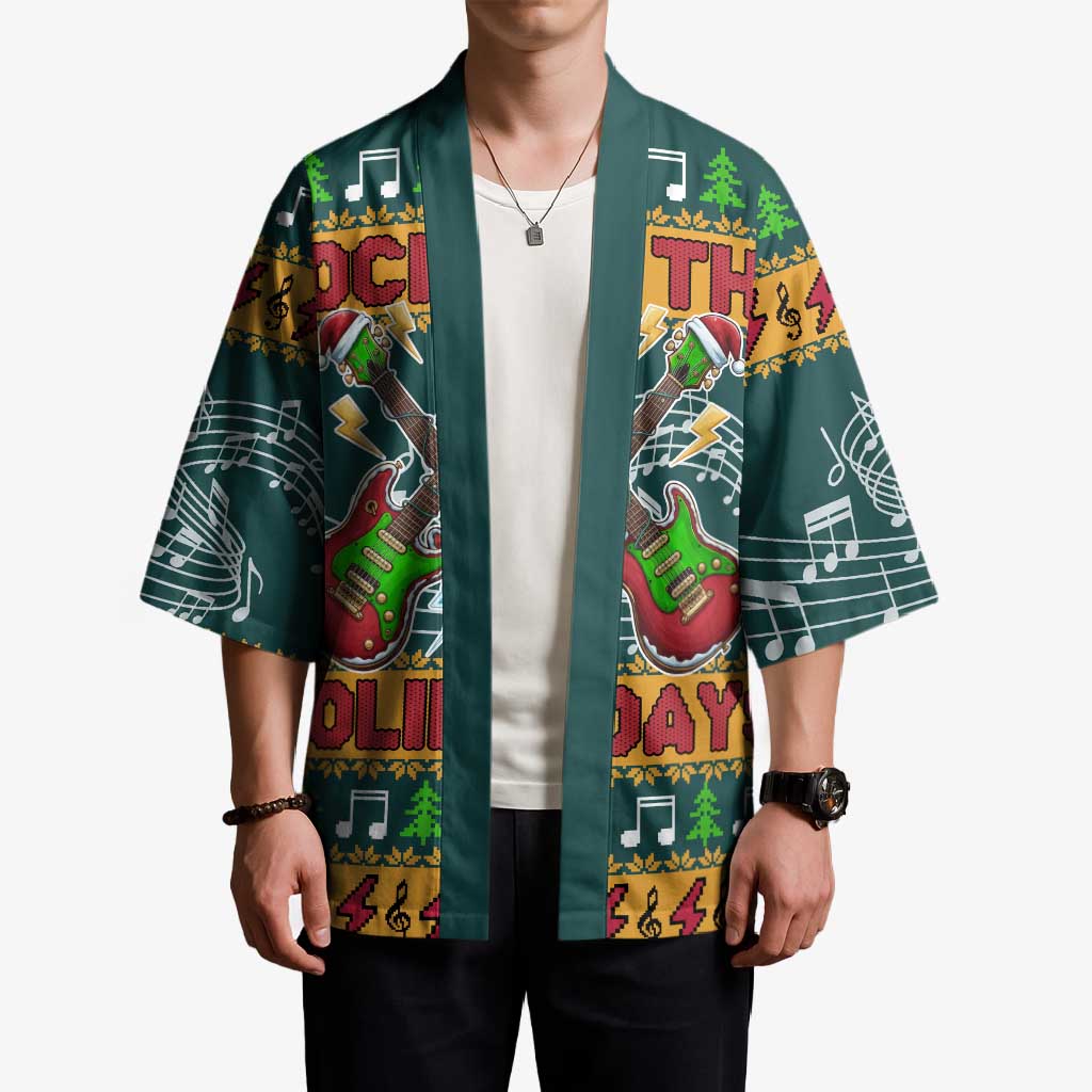 Rock The Holidays Guitar Christmas Kimono Xmas Holiday Patterns - Wonder Print Shop