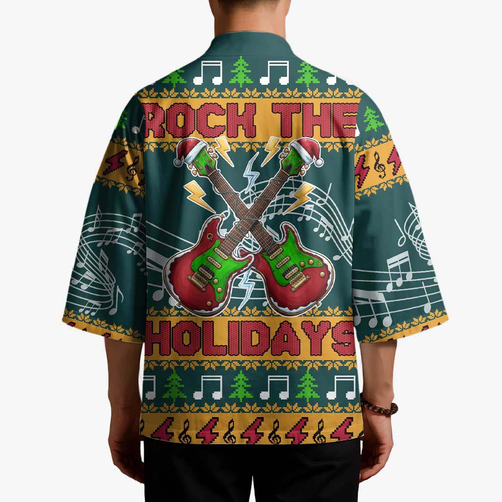 Rock The Holidays Guitar Christmas Kimono Xmas Holiday Patterns - Wonder Print Shop
