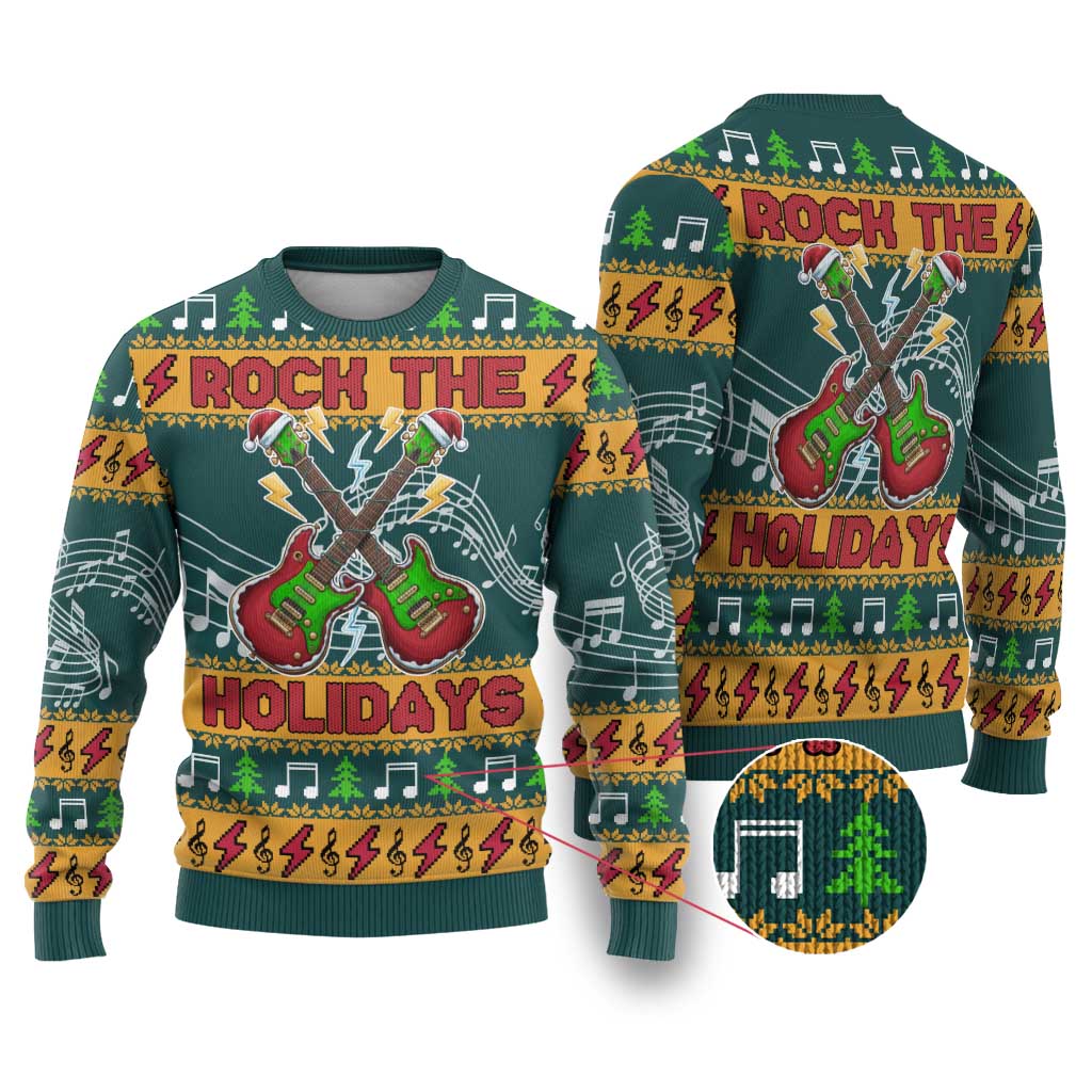 Rock The Holidays Guitar Christmas Ugly Christmas Sweater Xmas Holiday Patterns - Wonder Print Shop