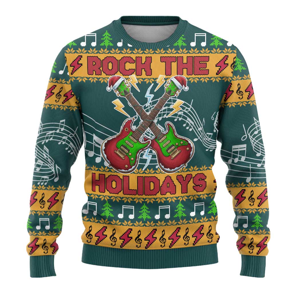 Rock The Holidays Guitar Christmas Ugly Christmas Sweater Xmas Holiday Patterns - Wonder Print Shop