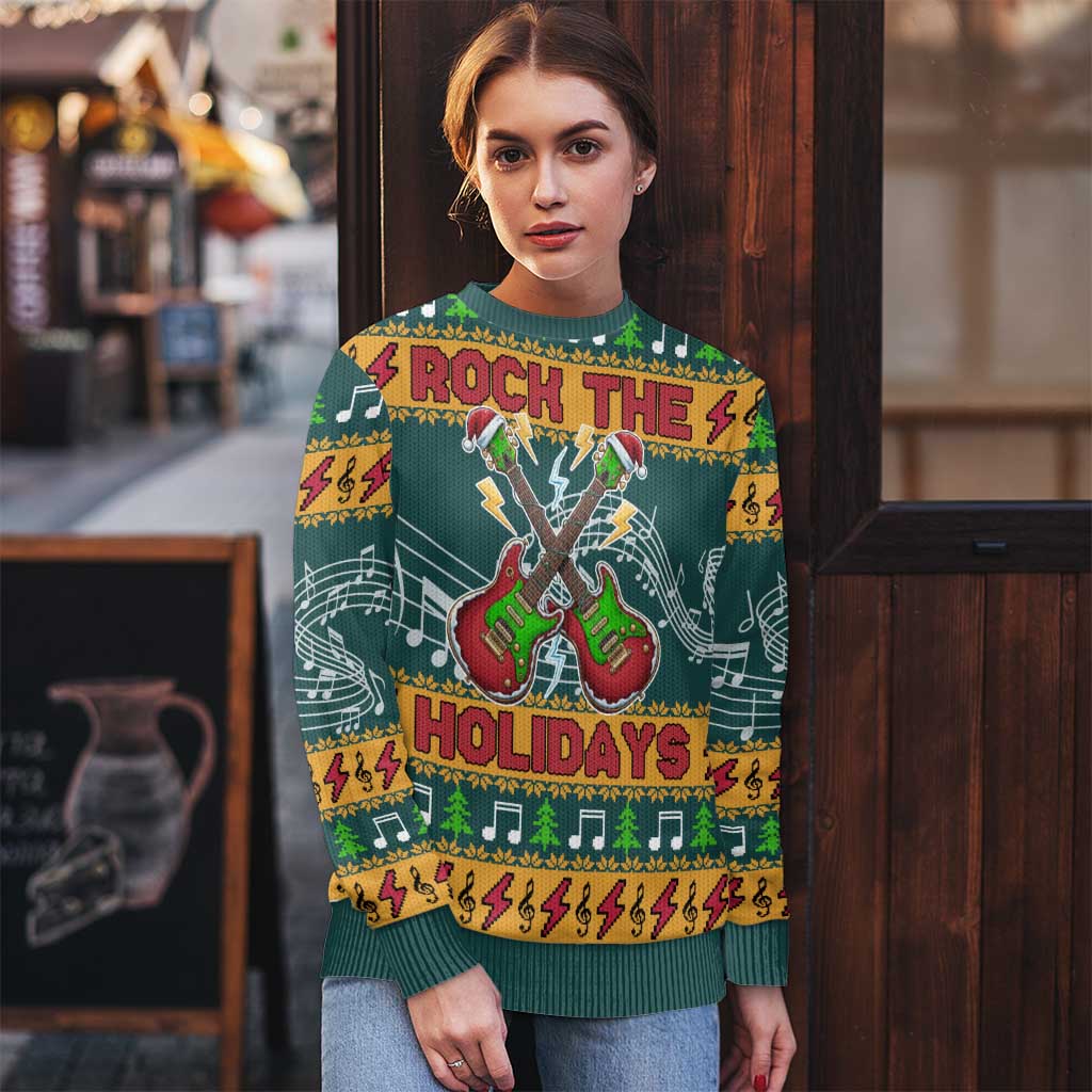 Rock The Holidays Guitar Christmas Ugly Christmas Sweater Xmas Holiday Patterns - Wonder Print Shop