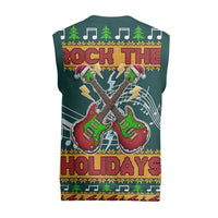 Rock The Holidays Guitar Christmas Knitted V-Neck Vest Xmas Holiday Patterns - Wonder Print Shop