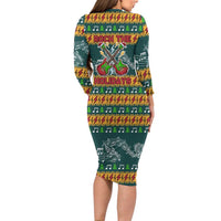 Rock The Holidays Guitar Christmas Long Sleeve Bodycon Dress Xmas Holiday Patterns - Wonder Print Shop