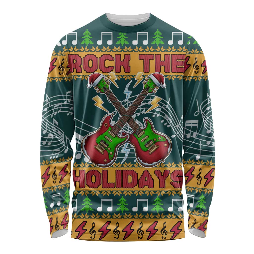 Rock The Holidays Guitar Christmas Long Sleeve Shirt Xmas Holiday Patterns - Wonder Print Shop