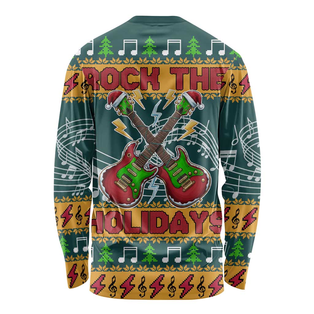 Rock The Holidays Guitar Christmas Long Sleeve Shirt Xmas Holiday Patterns - Wonder Print Shop