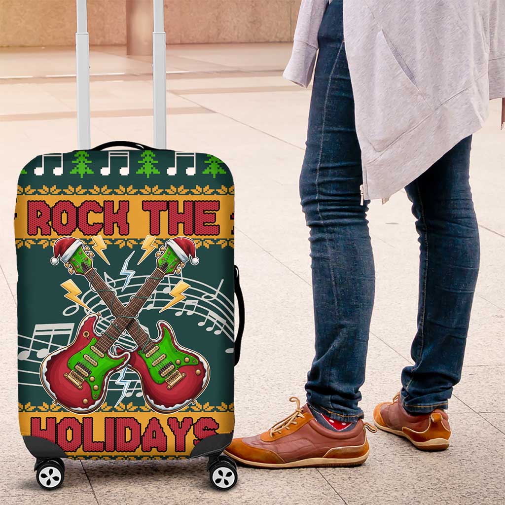 Rock The Holidays Guitar Christmas Luggage Cover Xmas Holiday Patterns - Wonder Print Shop