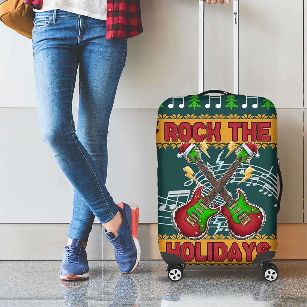 Rock The Holidays Guitar Christmas Luggage Cover Xmas Holiday Patterns - Wonder Print Shop