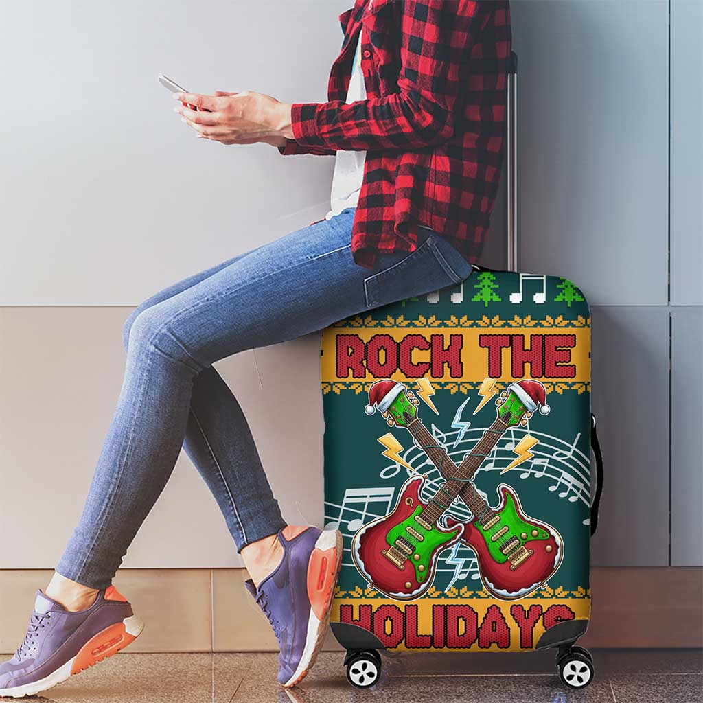 Rock The Holidays Guitar Christmas Luggage Cover Xmas Holiday Patterns - Wonder Print Shop