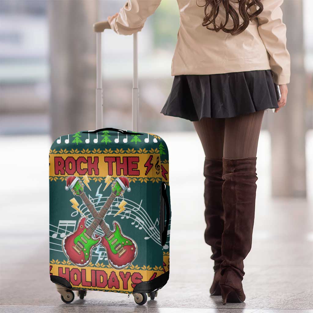 Rock The Holidays Guitar Christmas Luggage Cover Xmas Holiday Patterns - Wonder Print Shop