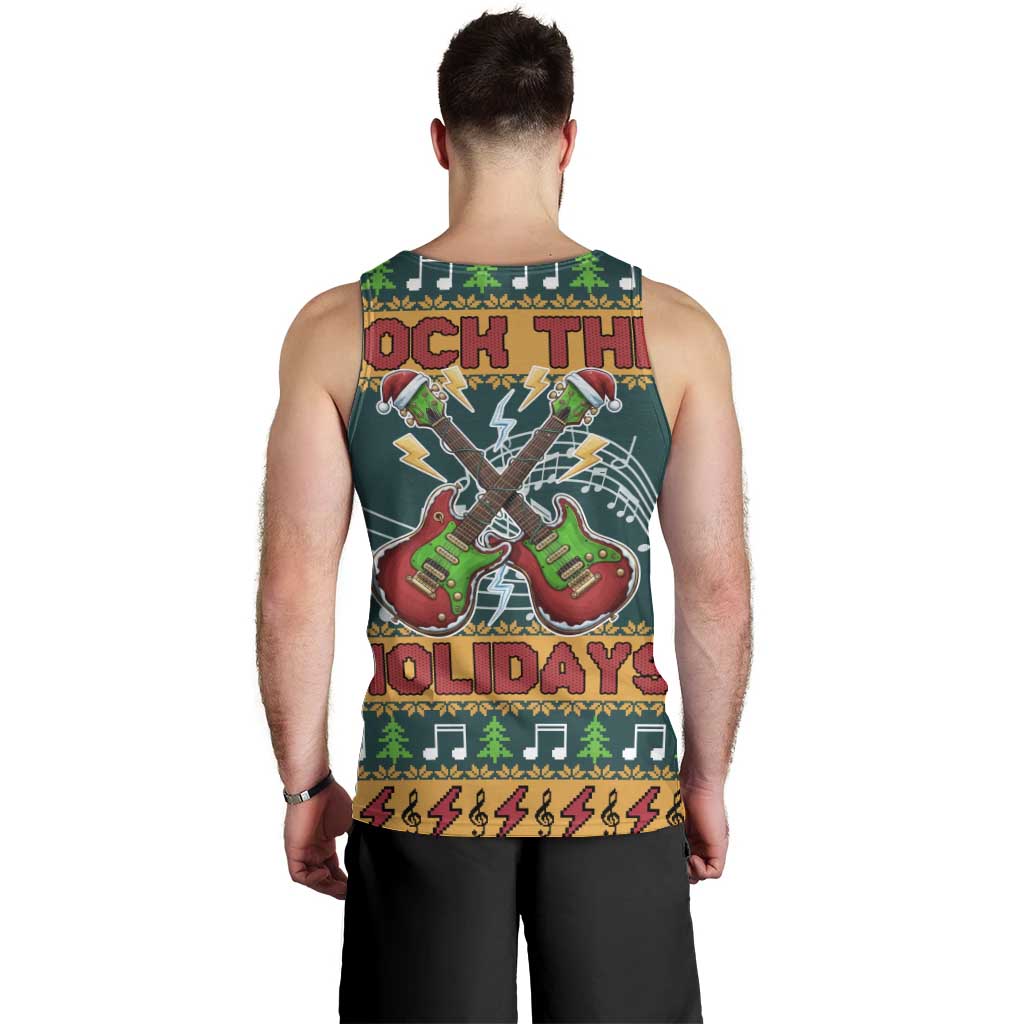 Rock The Holidays Guitar Christmas Men Tank Top Xmas Holiday Patterns - Wonder Print Shop