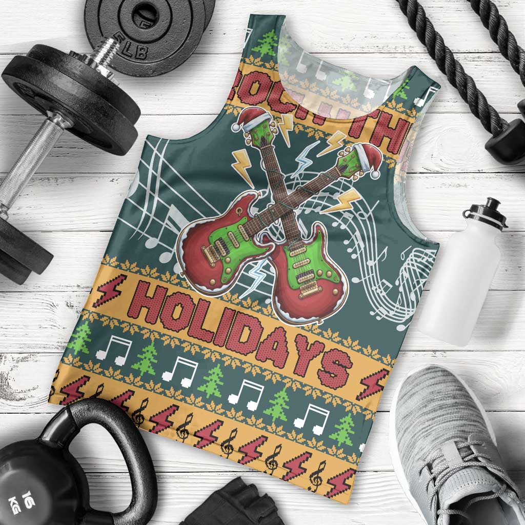 Rock The Holidays Guitar Christmas Men Tank Top Xmas Holiday Patterns - Wonder Print Shop