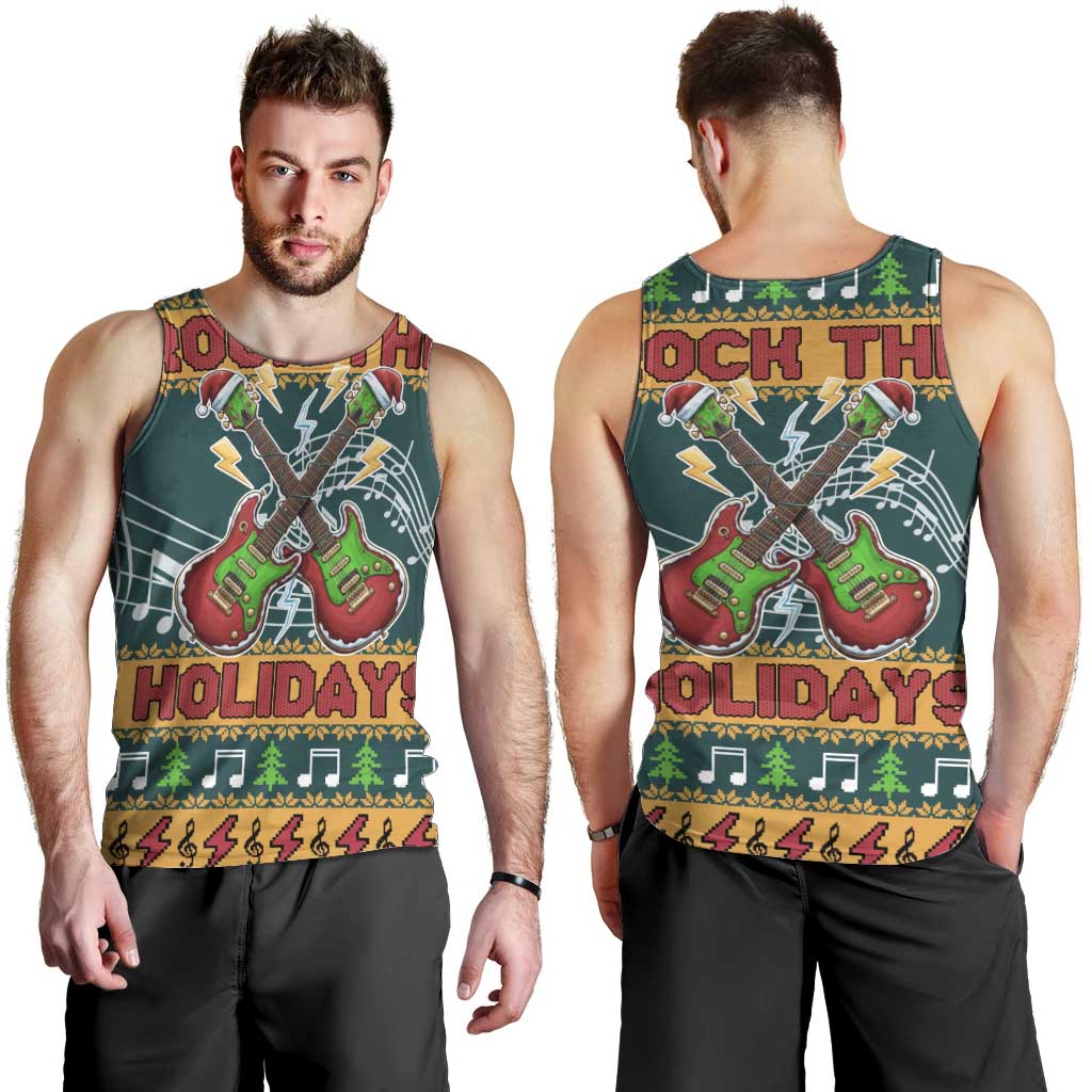 Rock The Holidays Guitar Christmas Men Tank Top Xmas Holiday Patterns - Wonder Print Shop