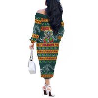 Rock The Holidays Guitar Christmas Off The Shoulder Long Sleeve Dress Xmas Holiday Patterns - Wonder Print Shop