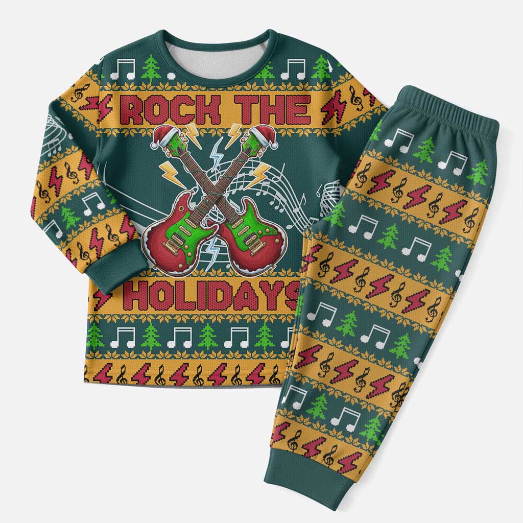 Rock The Holidays Guitar Christmas Pajama Set Xmas Holiday Patterns - Wonder Print Shop