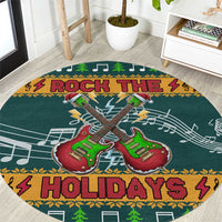 Rock The Holidays Guitar Christmas Round Carpet Xmas Holiday Patterns - Wonder Print Shop