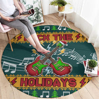 Rock The Holidays Guitar Christmas Round Carpet Xmas Holiday Patterns - Wonder Print Shop