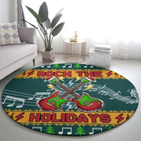 Rock The Holidays Guitar Christmas Round Carpet Xmas Holiday Patterns - Wonder Print Shop