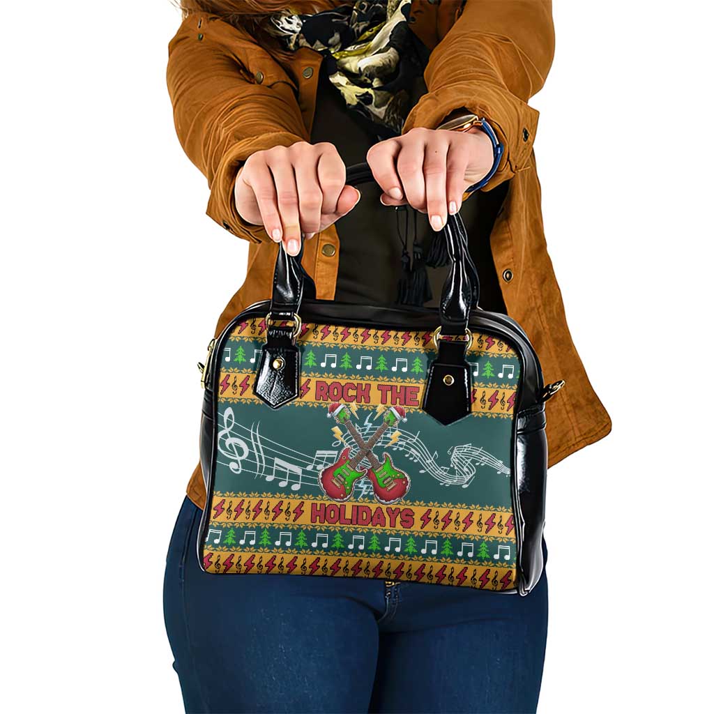 Rock The Holidays Guitar Christmas Shoulder Handbag Xmas Holiday Patterns - Wonder Print Shop