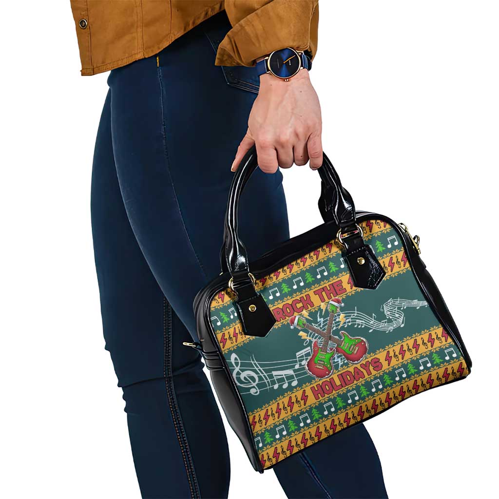 Rock The Holidays Guitar Christmas Shoulder Handbag Xmas Holiday Patterns - Wonder Print Shop