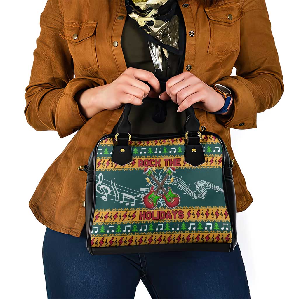 Rock The Holidays Guitar Christmas Shoulder Handbag Xmas Holiday Patterns - Wonder Print Shop