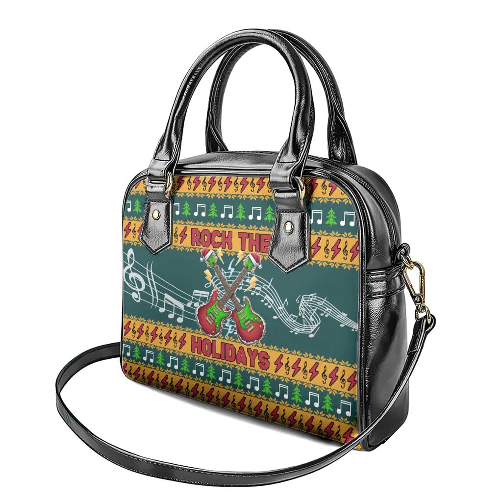 Rock The Holidays Guitar Christmas Shoulder Handbag Xmas Holiday Patterns - Wonder Print Shop