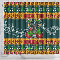 Rock The Holidays Guitar Christmas Shower Curtain Xmas Holiday Patterns - Wonder Print Shop