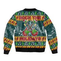 Rock The Holidays Guitar Christmas Sleeve Zip Bomber Jacket Xmas Holiday Patterns - Wonder Print Shop