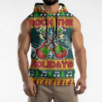 Rock The Holidays Guitar Christmas Sleeveless Hoodie Xmas Holiday Patterns - Wonder Print Shop