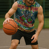 Rock The Holidays Guitar Christmas Sleeveless Hoodie Xmas Holiday Patterns - Wonder Print Shop