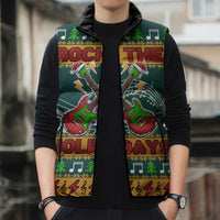 Rock The Holidays Guitar Christmas Sleeveless Puffer Jacket Xmas Holiday Patterns - Wonder Print Shop