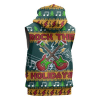 Rock The Holidays Guitar Christmas Sleeveless Zip Hoodie Xmas Holiday Patterns - Wonder Print Shop