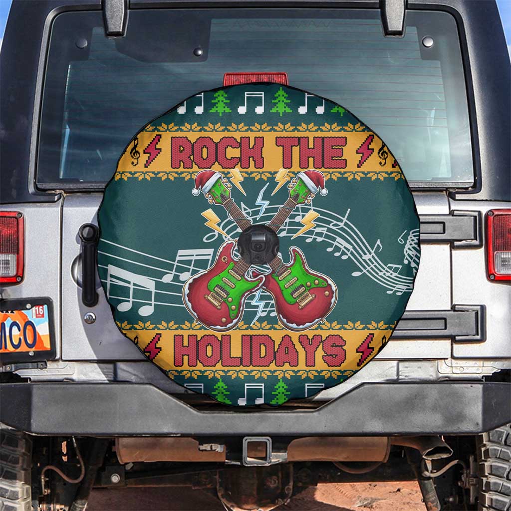 Rock The Holidays Guitar Christmas Spare Tire Cover Xmas Holiday Patterns - Wonder Print Shop
